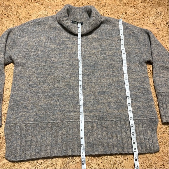 Charter Club Luxery 100% Cashmere Turtleneck Crop Sweater In Gray & Tan Sz M/L - Picture 11 of 13